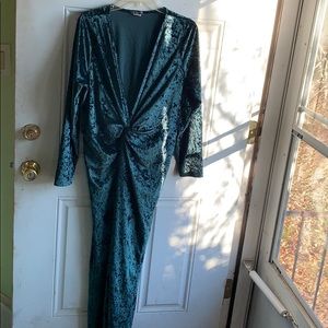 Velvet jumpsuit dark green
